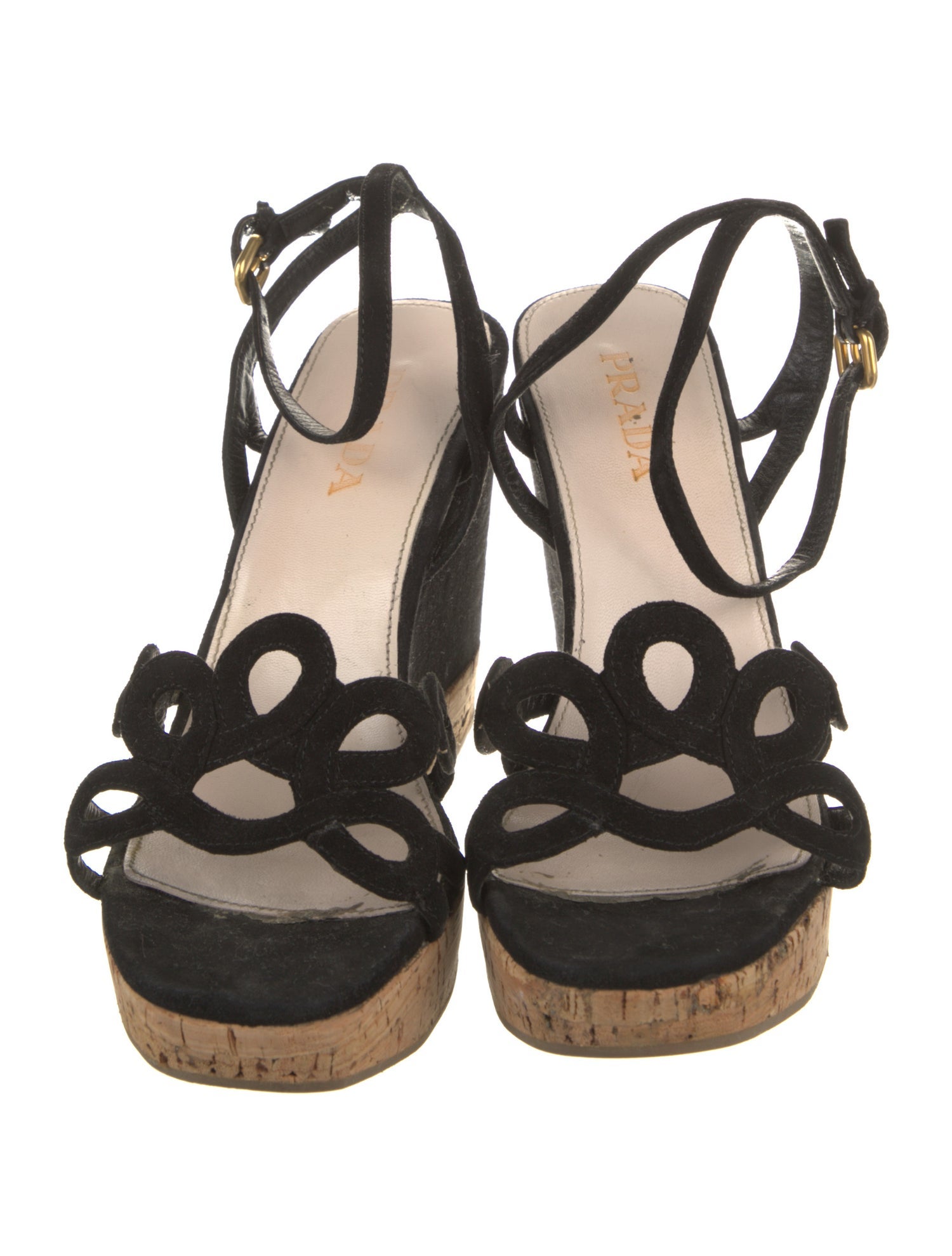 Prada Suede Leather Trim Embellishment Sandals
